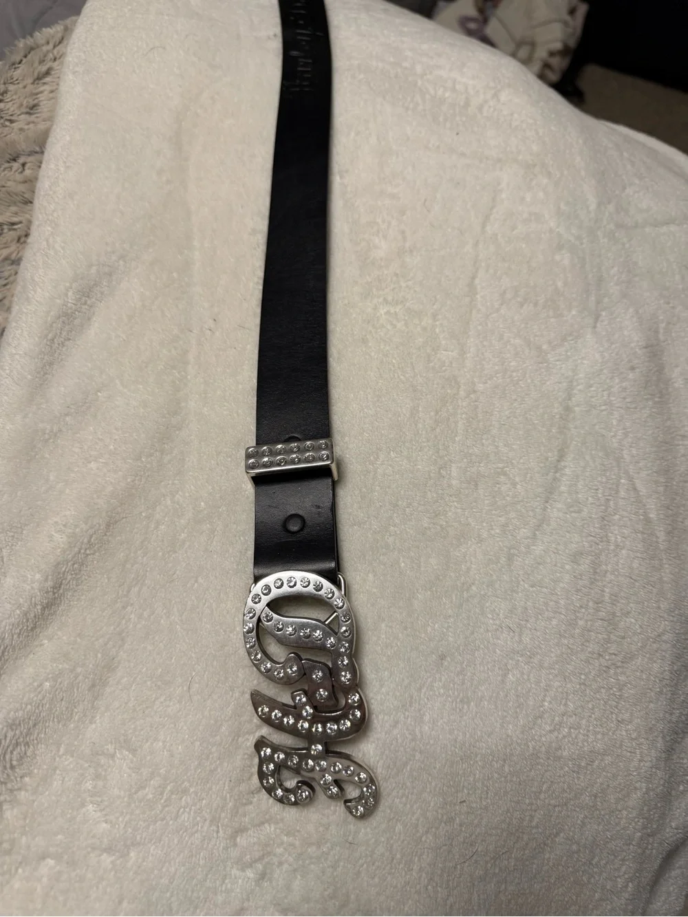 Harley Davidson Black Women's Rhinestone Accent Belt with HD Initial Buckle